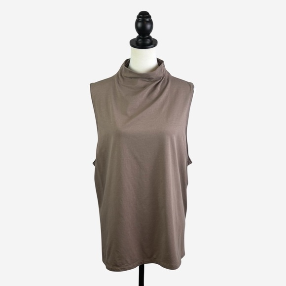 Athleta Outbound Pyrite Brown Mock Neck Sleeveless Cotton Tank Top 882327 3X - Picture 3 of 10